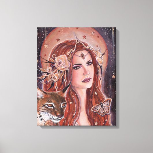 Freya godin met Lynx door Renee Lavoie Canvas Afdruk (Voorkant)
