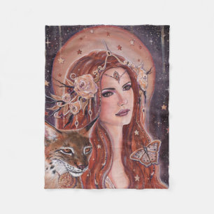 Freya godin met Lynx door Renee Lavoie Fleece Deken