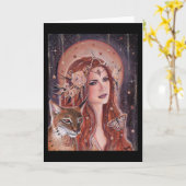 Freya godin met Lynx door Renee Lavoie Kaart (Gele Bloem)