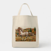 Freya Icelandic Horse in Autumn Forest Tote Bag (Achterkant)