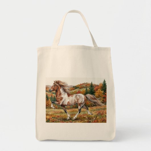 Freya Icelandic Horse in Autumn Forest Tote Bag (Voorkant)