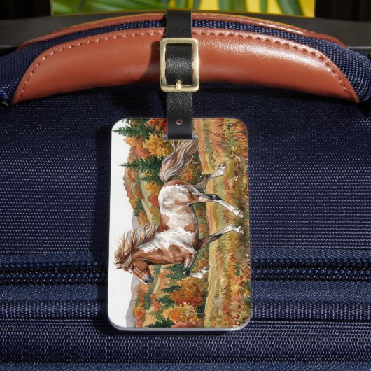 Freya IJslands paard in herfstbos Bagagelabel (Voorkant Insitu 2)