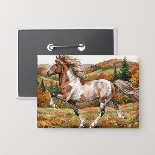 Freya IJslands paard in herfstbos Button (Voorkant / Achterkant)