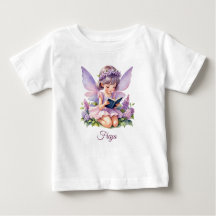 Freya Lila Fairy gepersonaliseerd Baby T-shirt