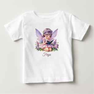 Freya Lila Fairy gepersonaliseerd Baby T-shirt