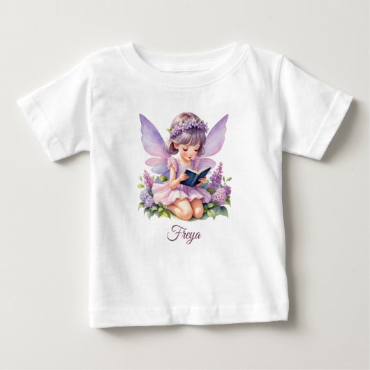 Freya Lila Fairy gepersonaliseerd Baby T-shirt (Voorkant)