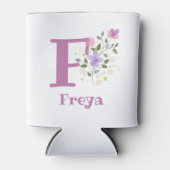 Freya Naam met een bloemendesign Blikjeskoeler (Voorkant)