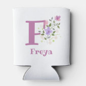 Freya Naam met een bloemendesign Blikjeskoeler (Achterkant)