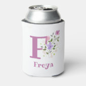 Freya Naam met een bloemendesign Blikjeskoeler (Blikje Achterkant)