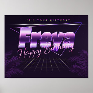Freya Name Vorname retro Poster Geburtstag