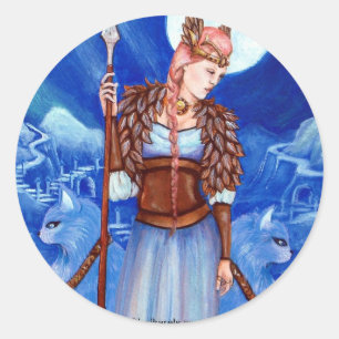 Freya Norse Goddess Ronde Sticker