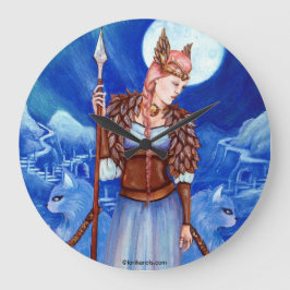 Freya Norse Goddess Wall Clock art van Lori Karels Grote Klok