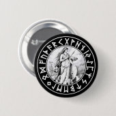 Freya Rune Shield on Blk Ronde Button 5,7 Cm (Voorkant /achterkant)