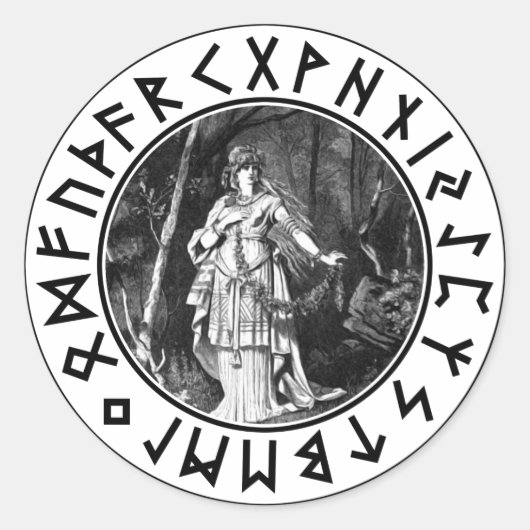 Freya Shield Ronde Sticker (Voorkant)