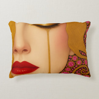 Freya's hartzeer gouden tranen in roze motief accent kussen