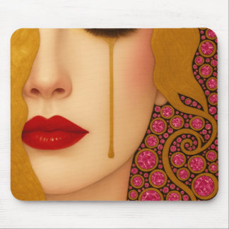 Freya's hartzeer gouden tranen in roze motief muismat