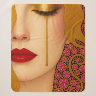 Freya's hartzeer gouden tranen in roze motief sherpa deken