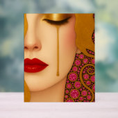 Freya's heartache golden tears in pink motif acryl bord (Neutraal)
