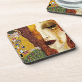 freyas-tears-the-kiss-portretten-by-gustav-klimt bier onderzetter (Linkerzijde)