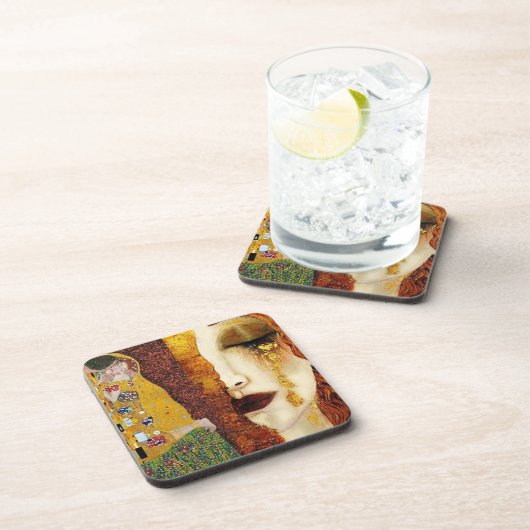 freyas-tears-the-kiss-portretten-by-gustav-klimt bier onderzetter (Rechterzijde)