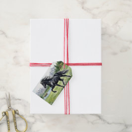 Freydis Black Horse in Noordse Landschap Cadeaulabel