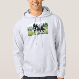Freydis Black Horse in Noordse Landschap Hoodie