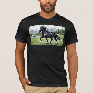 Freydis Black Horse in Noordse Landschap T-shirt