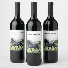 Freydis Black Horse Schoon Landschap Wijn Etiket