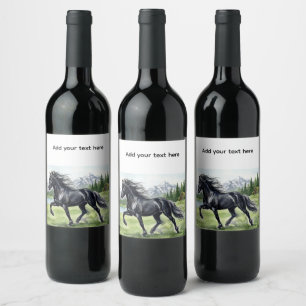 Freydis Black Horse Schoon Landschap Wijn Etiket