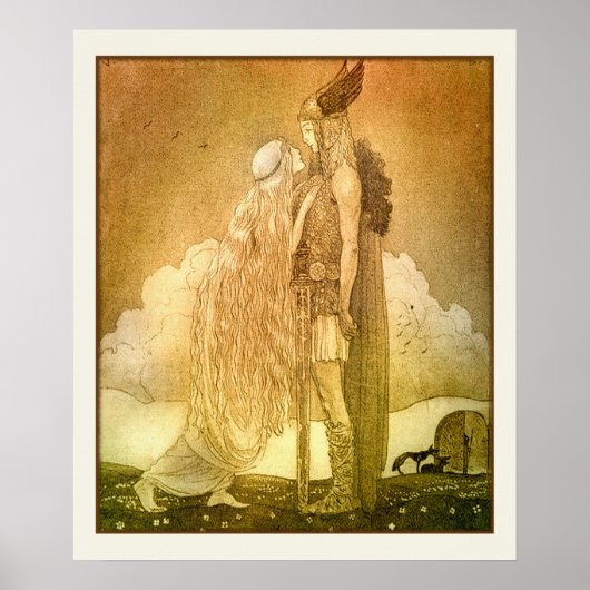 Freyja en Svipdag van John Bauer 1911 Scandinavian Poster (Voorkant)