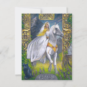 Freyja rijdt door de poorten van Folkvanger Briefkaart