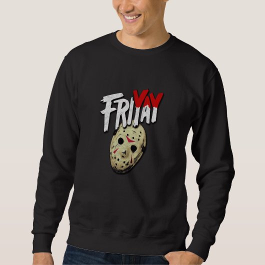 FRI YAY friyay goth horror fan parody retro hockey Trui (Voorkant)