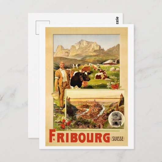 Fribourg, de stad en omgeving, Zwitserland Briefkaart (Voorkant / Achterkant)