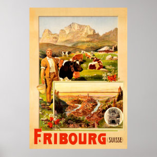 Fribourg, de stad en omgeving, Zwitserland Poster