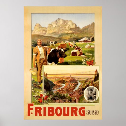 Fribourg, de stad en omgeving, Zwitserland Poster (Voorkant)