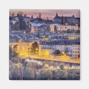 Fribourg in de vroege avond over het hoofd zien magneet