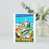 Fribourg, stad, Zwitserland. Vintage Briefkaart (Staand voorkant)