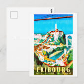 Fribourg, stad, Zwitserland. Vintage Briefkaart (Voorkant / Achterkant)