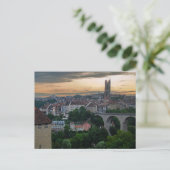 Fribourg Zwitserland Sunset Briefkaart (Staand voorkant)