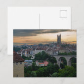 Fribourg Zwitserland Sunset Briefkaart (Voorkant / Achterkant)