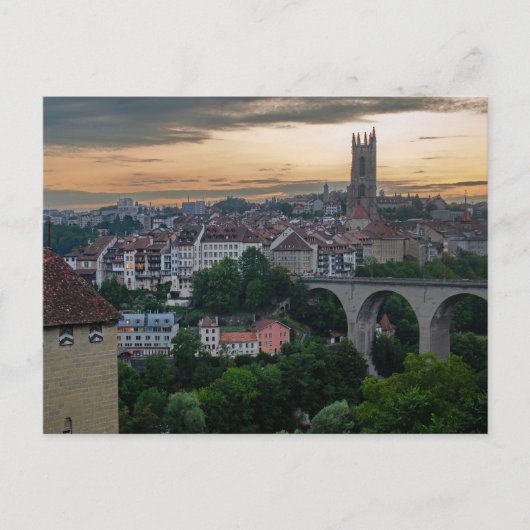Fribourg Zwitserland Sunset Briefkaart (Voorkant)