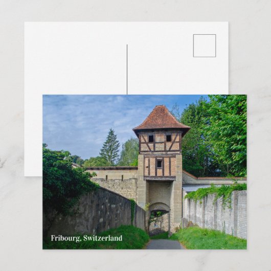 Fribourg Zwitserland Tower Briefkaart (Voorkant / Achterkant)