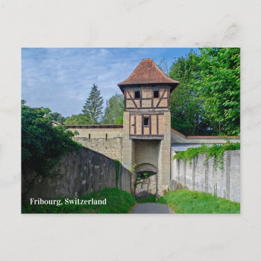 Fribourg Zwitserland Tower Briefkaart (Voorkant)