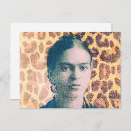 Frida Big Cat Print Background Briefkaart (Voorkant / Achterkant)