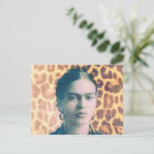Frida Big Cat Print Background Briefkaart (Staand voorkant)