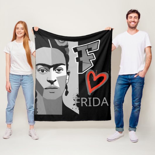 FRIDA BLACK EN RED HEART FLEECE DEKEN (In situ)