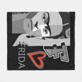 FRIDA BLACK EN RED HEART FLEECE DEKEN (Voorkant (Horizontaal))