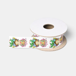 Frida Cacti Ribbon, wit - verticaal Satijnen Lint