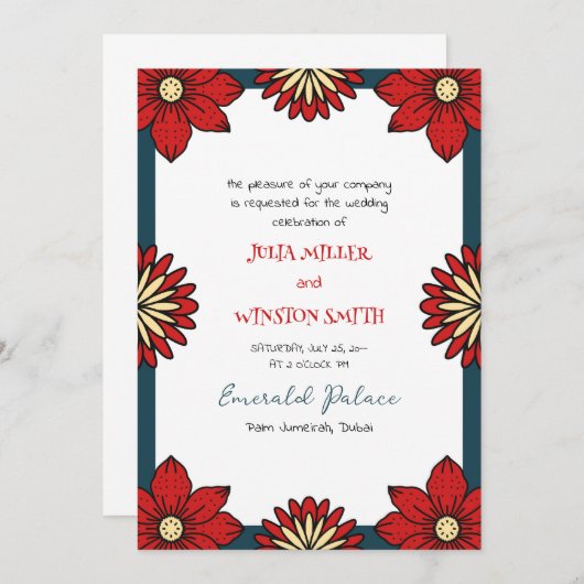 Frida Collectie Wedding Invitation Kaart (Voorkant / Achterkant)