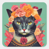 Frida de Kat Vierkante Sticker (Voorkant)